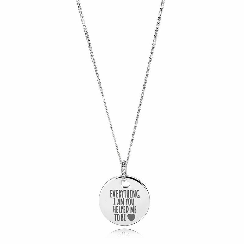 Pandora Everything I Am You Helped Me To Be Disc Necklace NZ Sale, Sterling Silver (906382-SML)